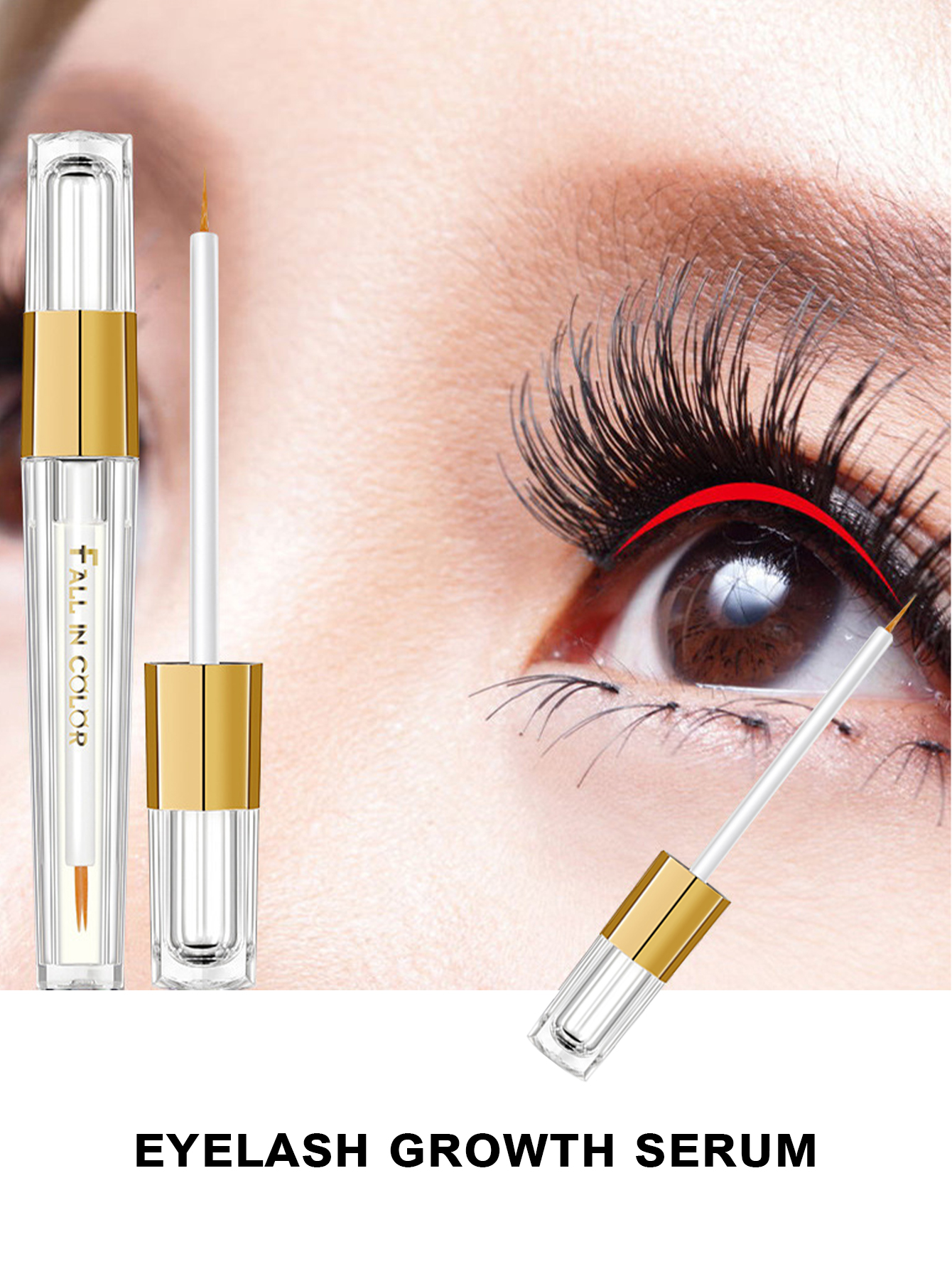 FALL IN COLOR Eyelash Growth Serum Waterproof Transparent Mascara Eyelash Extension Liquid Long Thick Lashes Beauty Care Eye Makeup Gift For Women Eyelashes Eyebrow Nourishing Serums