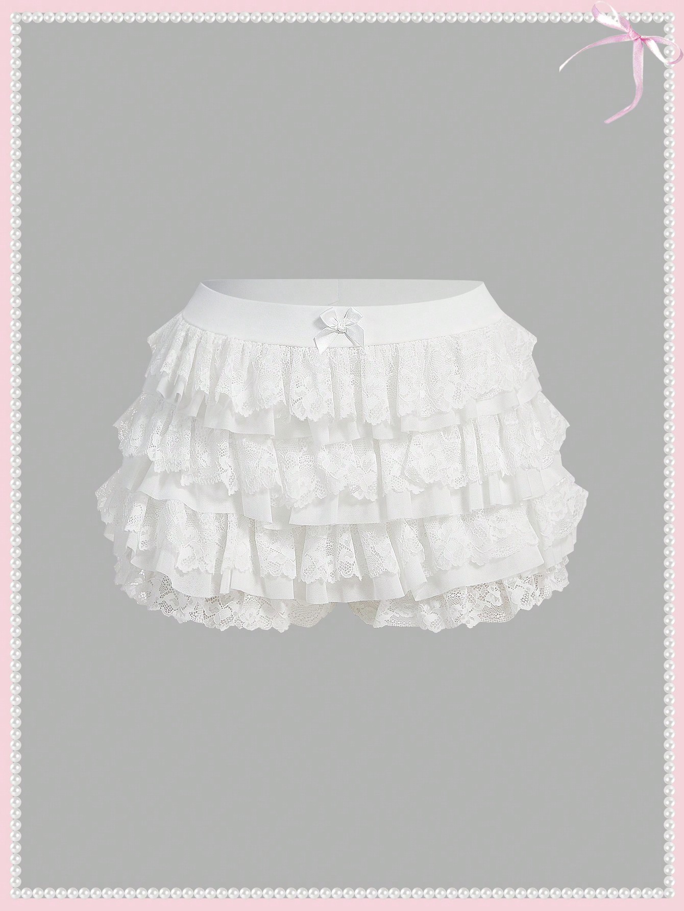 SHEINNeu Summer  Women Coquette Balletcore  Sweet Bow Kawaii Mesh Contrast Lace Ruffle Trim Low Waist  Micro Mini Shorts Summer Shorts Beach Holiday