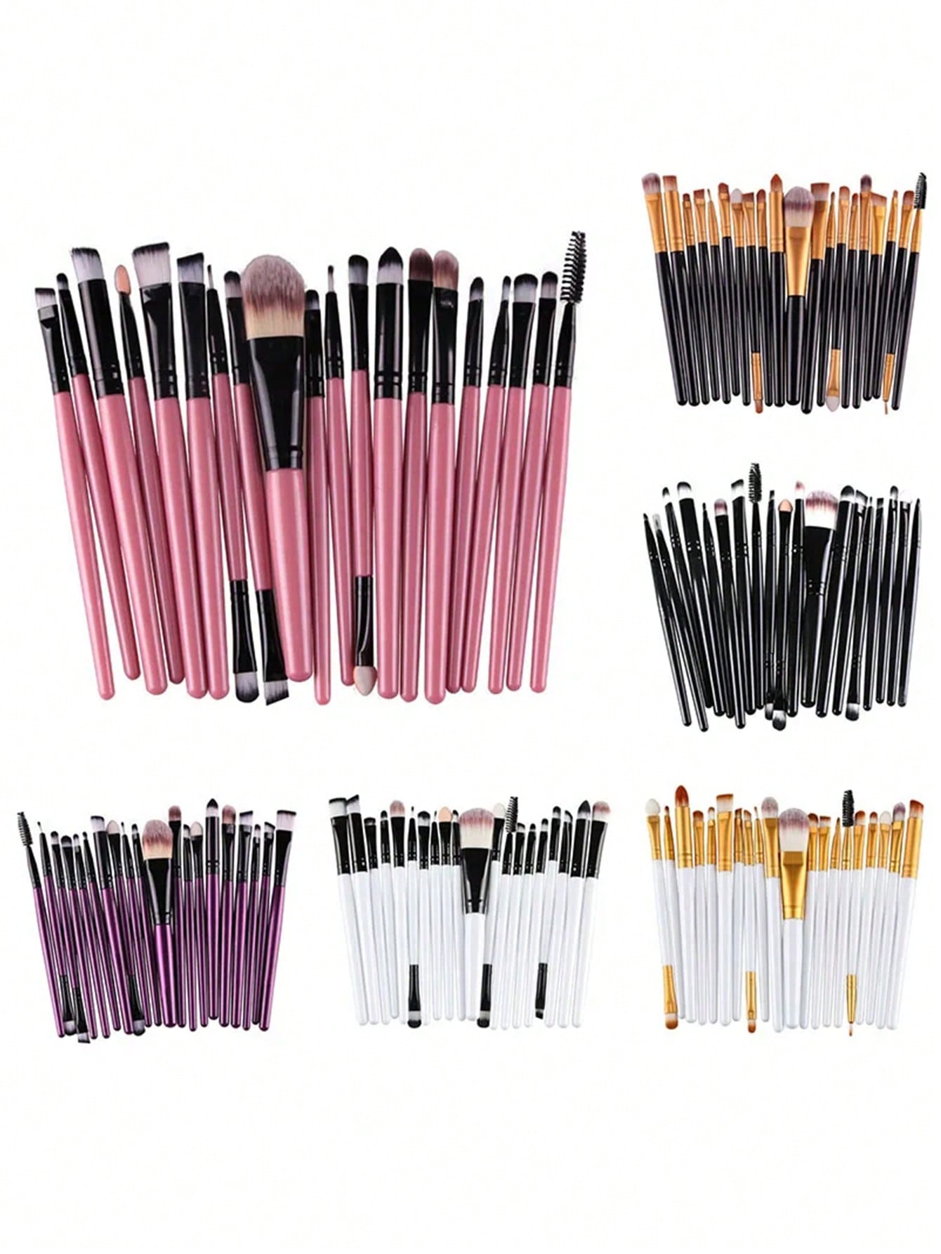 20Pcs Makeup Brushes Set Professional Powder Foundation Eyeshadow Make Up Brush Plastic Handle Soft Synthetic Hair Brush Tools Random Color