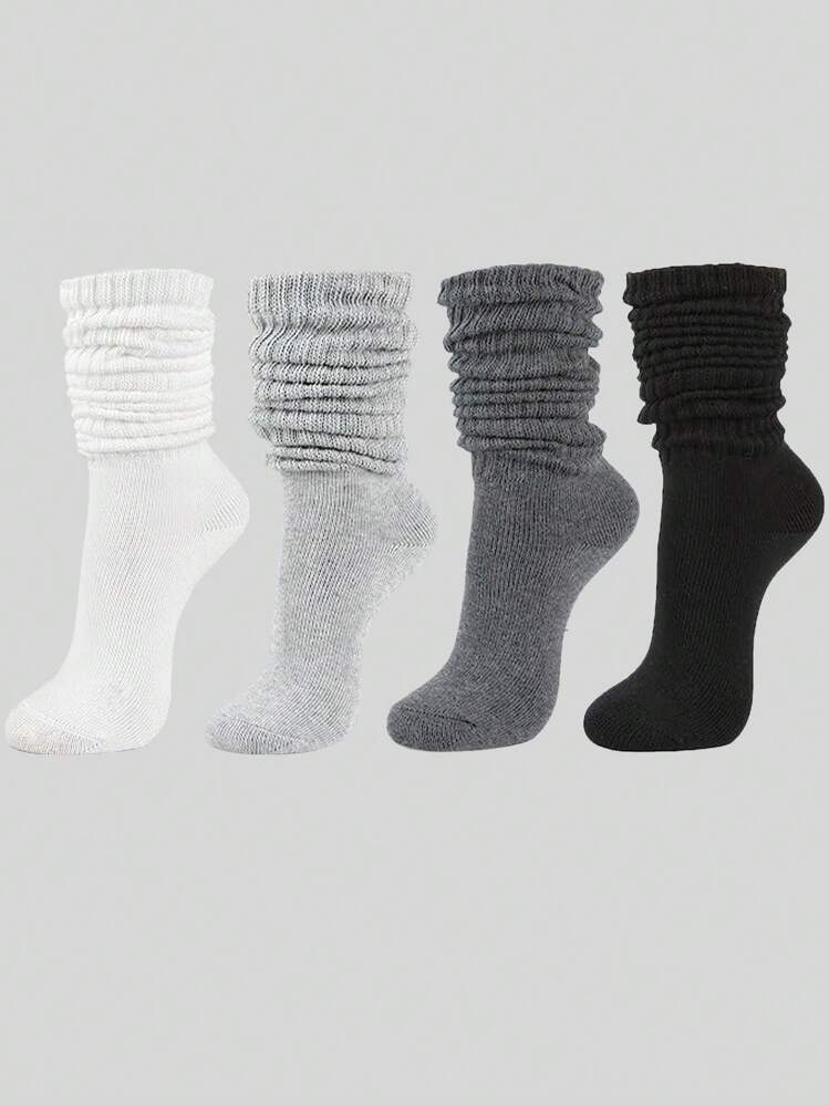 4pairs Women's Fall Winter Slouch Knit Socks Slouchy Socks Women Scrunch Socks Women Scrunchie Socks Crew Socks