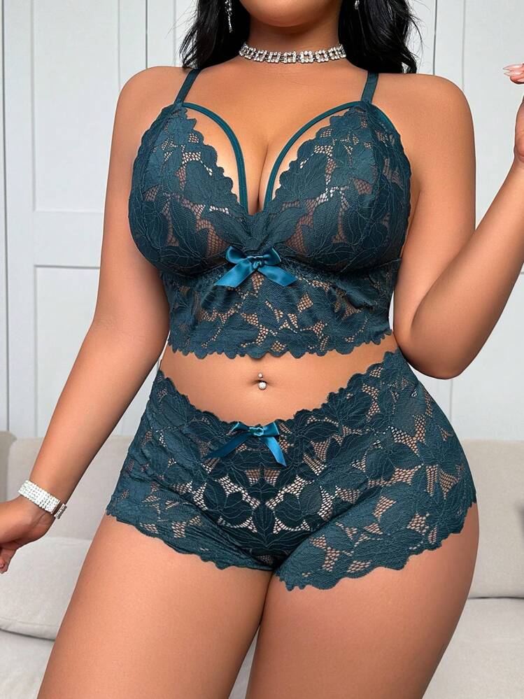 2pcs/Set Plus Size Women's Sexy Lace Lingerie Set