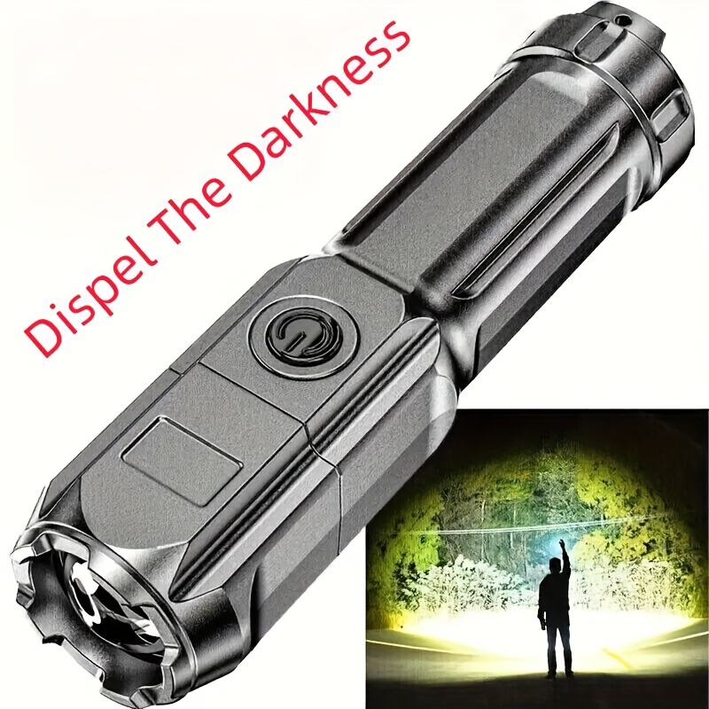 1pc Ultra-Bright Zoom Flashlight - Durable & Portable with Telescopic Zoom - Perfect for Outdoor Adventures & Emergencies