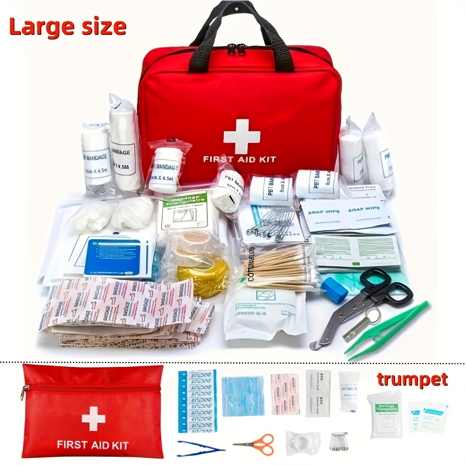 Portable First Aid Kit: Comprehensive and Compact for Home, Car, Camping, and Hiking - Includes Scissors, Tweezers, and More