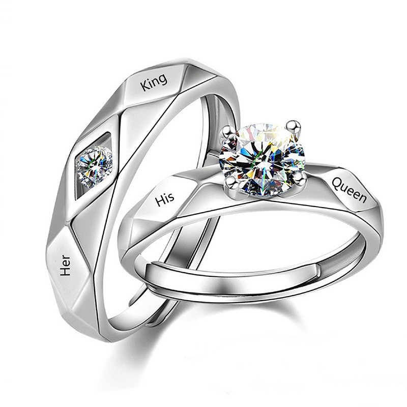 2pcs/set Exquisite Romantic Plating Opening Couple Rings For Lovers With Adjustable Knot