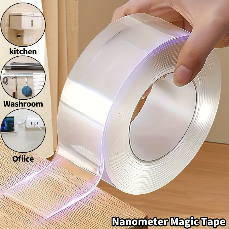 Reusable & Washable Nano Double-Sided Tape - Transparent, Multi-Purpose Adhesive for Home, Kitchen, Bathroom, Office & Car Use